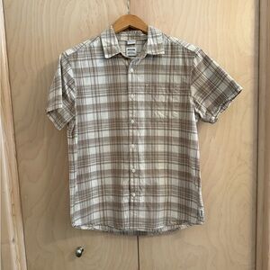Prana Organic Cotton Button Down Short Sleeve Camp Shirt Size S